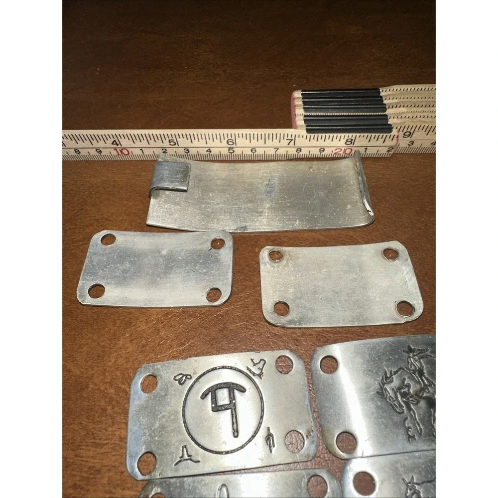 Western Vintage Aluminum Belt Buckle and 9 Bars For Conchos